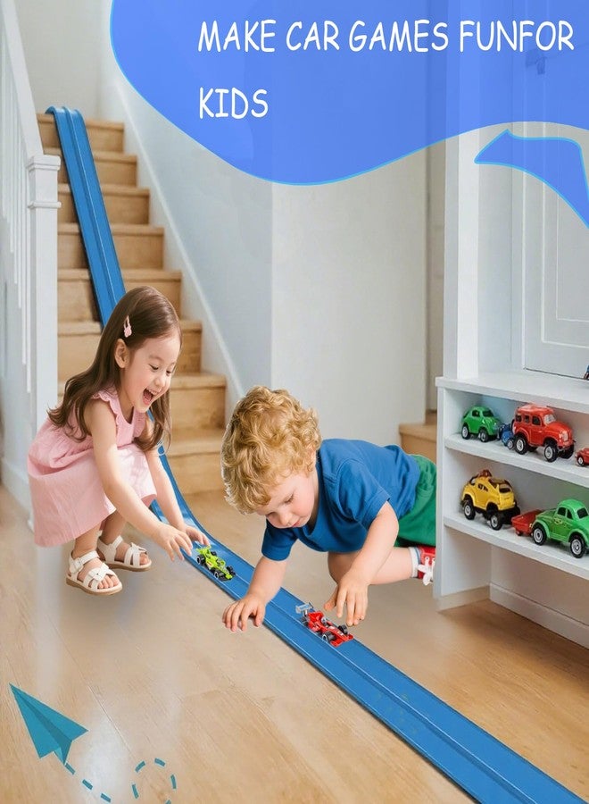 JUGGPENG 13 Ft Flexible Race Car Track, Portable Dual Sided Racetrack with 2 Car & Suction Cups, Compatible with 1/64 Diecast Cars, Classic Long Rolls Up Race Track for Boys Girls - Image 2